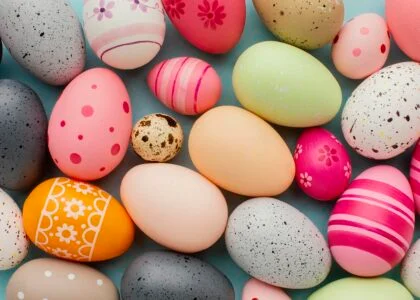 multi coloured painted eggs