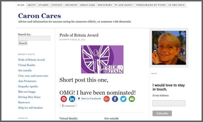 Caron Cares, a blog for carers